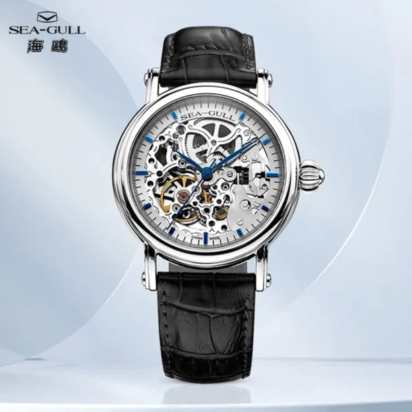 Seagull Original Watch Men's Business Luxury Watch Skeleton Flywheel Automatic Mechanical Watch Birthday Gift Clock 38mm M182SK - - Image 2
