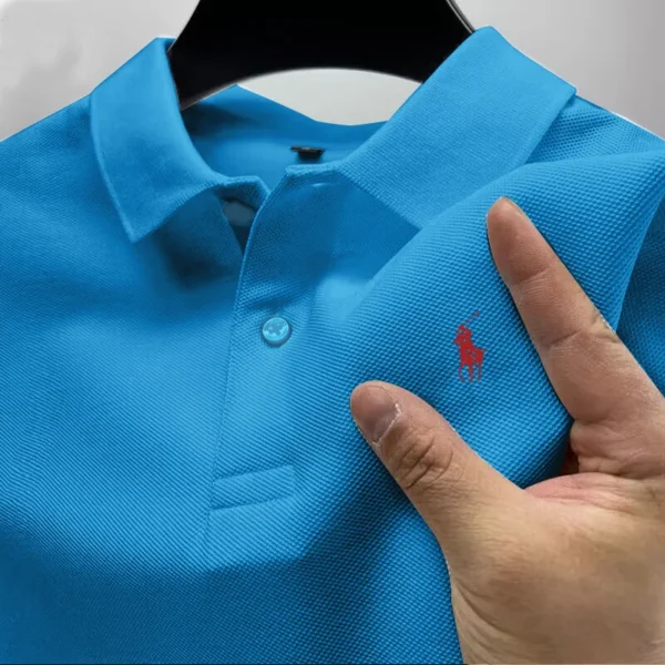 Men's short sleeved polo shirt, business casual wear, breathable buttons, youth fashion, classic, multifunctional, 2025 summer - Image 5