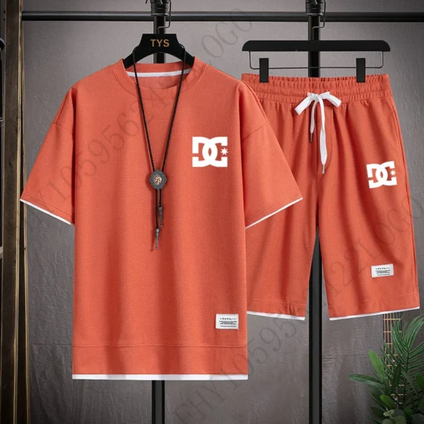 I found a great item on AliExpress. Click here for details! Men's summer two-piece set, casual T-shirt and shorts, sportswear, s - Image 4