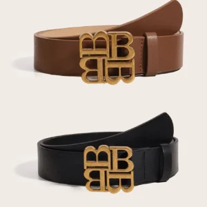 Two-piece monogram snap PU belt