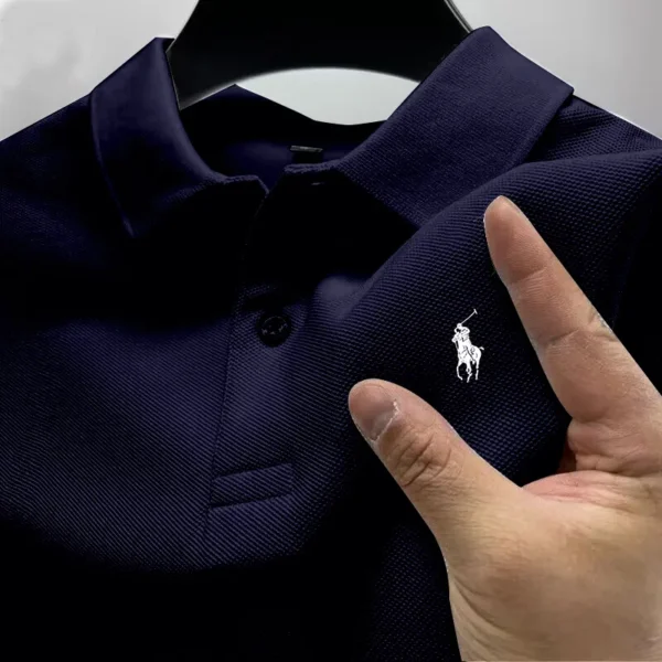 Men's short sleeved polo shirt, business casual wear, breathable buttons, youth fashion, classic, multifunctional, 2025 summer - Image 2