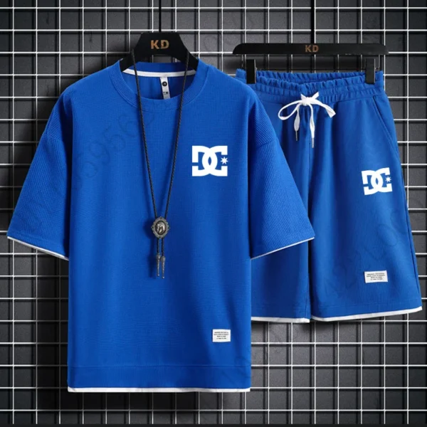 I found a great item on AliExpress. Click here for details! Men's summer two-piece set, casual T-shirt and shorts, sportswear, s - Image 2