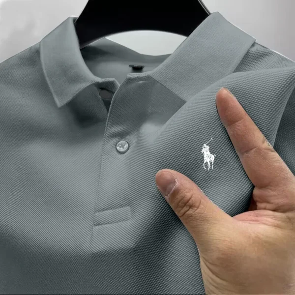 Men's short sleeved polo shirt, business casual wear, breathable buttons, youth fashion, classic, multifunctional,2025 - Image 3