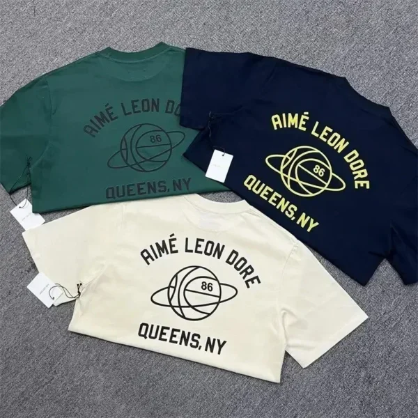 2025 Aime Leon Dore Landmark Architecture Planet Crown Printed Loose Casual Large Size Men's Short Sleeve T-Shirt - Image 3