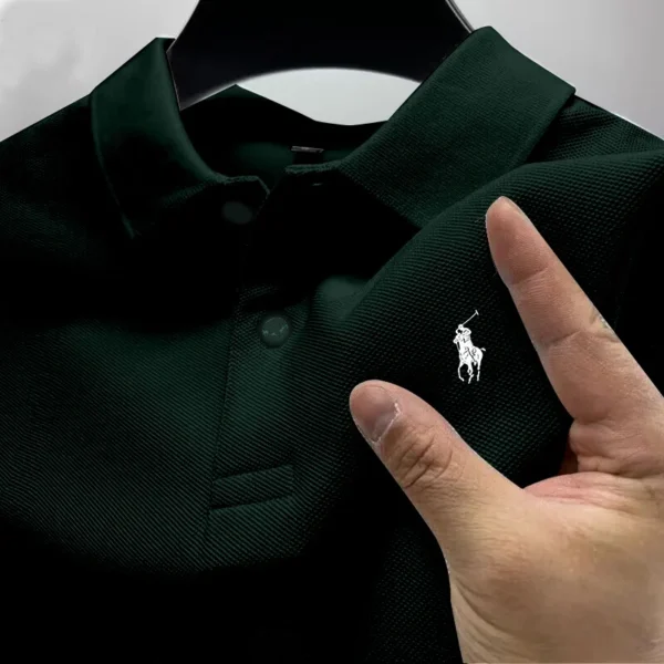 Men's short sleeved polo shirt, business casual wear, breathable buttons, youth fashion, classic, multifunctional, 2025 summer - Image 4