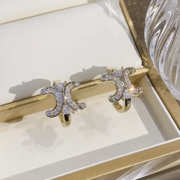 2025 New Exquisite Luxury Inlaid Zircon Letter C Earrings Fashion Letter Earrings Accessories Jewelry Gifts - Image 5