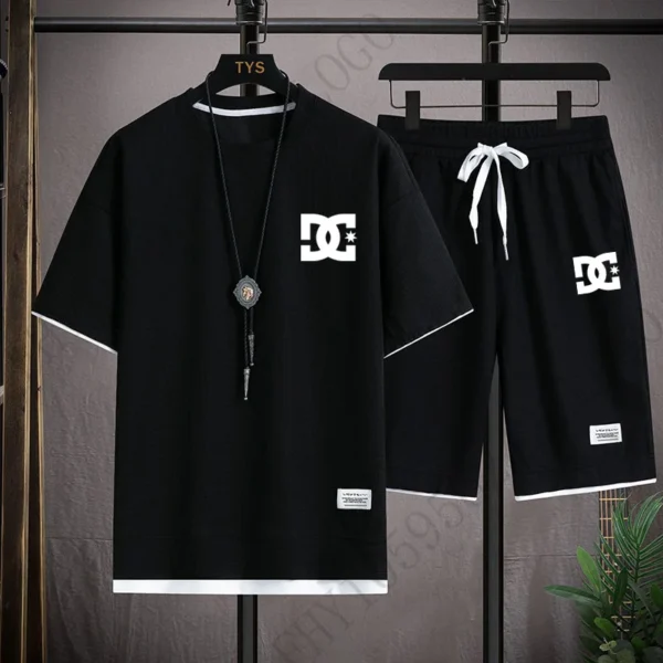 I found a great item on AliExpress. Click here for details! Men's summer two-piece set, casual T-shirt and shorts, sportswear, s - Image 3