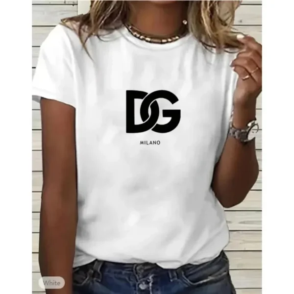 2025 Women Hot Sale Brand Printed T-Shirt Fashion Casual Letter Pattern Top Summer Short Sleeved Loose Fitting Men Cotton Unisex