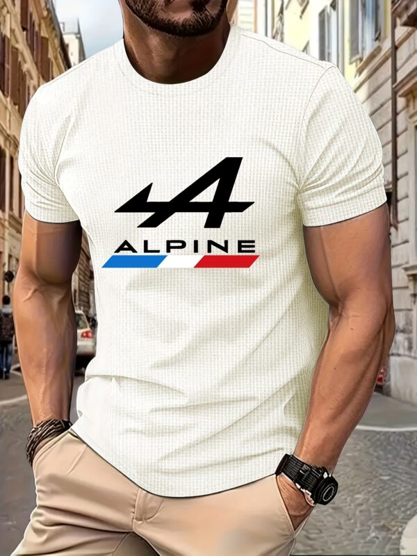 Men'S "4 Alpine" Graphic T-Shirt - Casual Crew Neck, Short Sleeve, Breathable Polyester Blend, Machine Washable, Casual Wear Tee|Casual Style Tee|Stretchy Fabric - Image 3