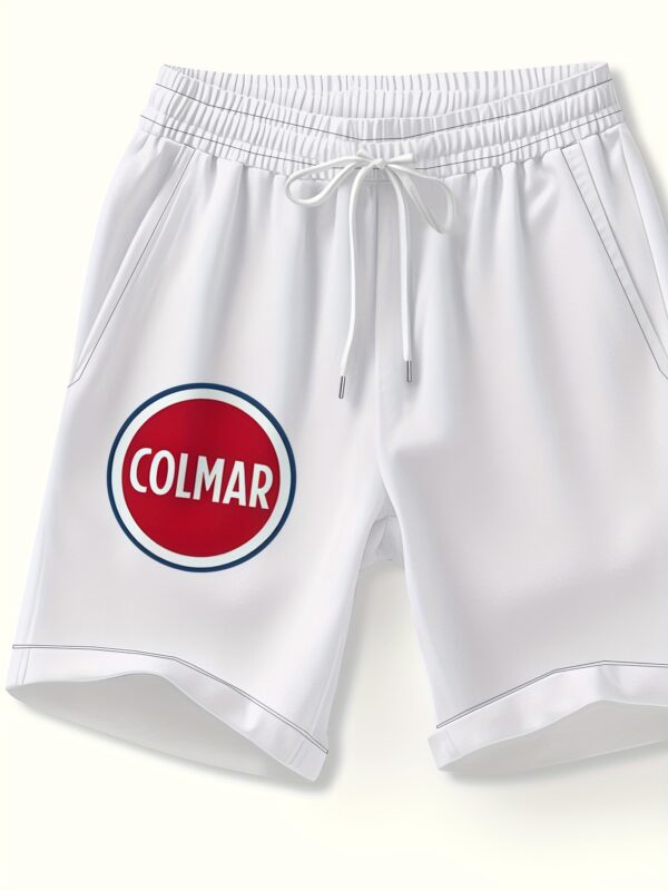 Men's Summer Casual Shorts with Bold 3D Digital Letter Print - Breathable White Athletic Shorts, Regular Fit for Outdoor Sports & Leisure, Machine Washable, Gym Shorts, Smooth Texture Fabric, Active Lifestyle, Trendy Design, Durable Construction, Active Men