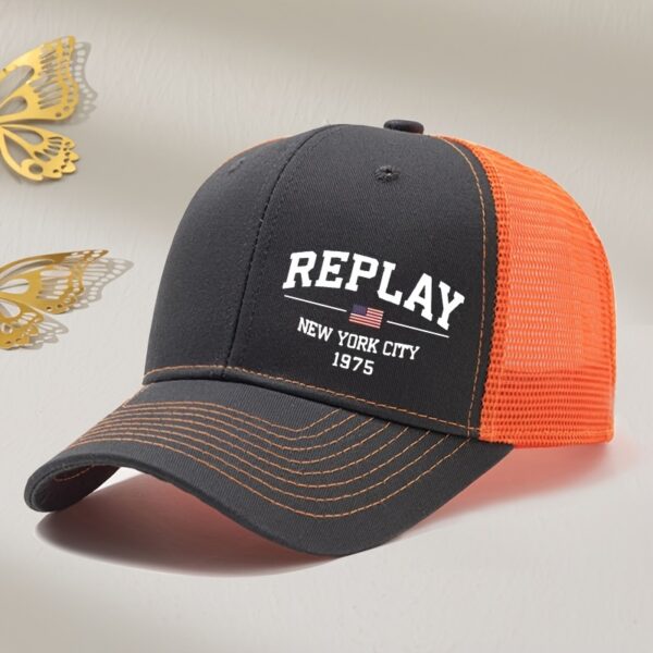 REPLAY White Letter Print Mesh Baseball Cap, Outdoor, for RICHARDSON, Summer, Outdoor Sports, Printed, Curved Brim, Truck Driver Hat - Image 10