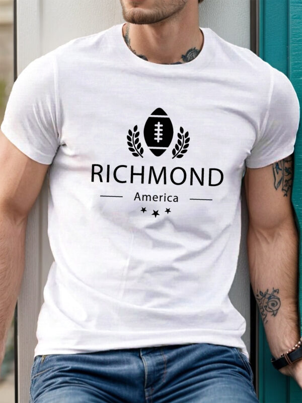 Richmond America Graphic Print Men's Casual Short Sleeve T-Shirt - 100% Polyester, Lightweight Summer Tee with Football Design, Machine Washable, Round Neck, Geometric Pattern, Ideal for Casual Attire, Sports Fan Apparel | Bold Geometric Design | Lightweight Tee - Image 3