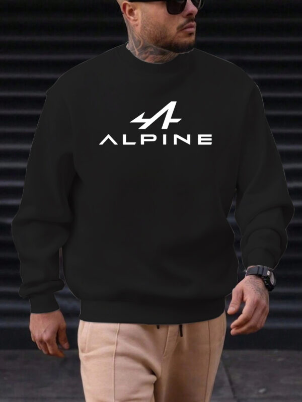 Men'S Alpine Graphic Casual Crew Neck Sweatshirt, 100% Polyester Knit Fabric, Regular Fit, Slight Stretch, Solid Color, 250g/m² - Comfortable and Stylish