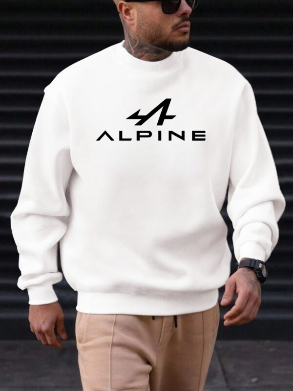 Men'S Alpine Graphic Casual Crew Neck Sweatshirt, 100% Polyester Knit Fabric, Regular Fit, Slight Stretch, Solid Color, 250g/m² - Comfortable and Stylish - Image 6