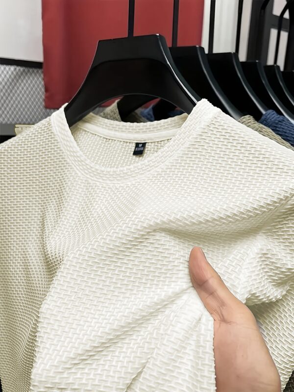 Men'S Casual Crew Neck T-Shirt with Intricate White Print Design - Short Sleeve, Lightweight, Summer Outdoor Wear, Casual Attire|Graphic Tee|Stretchy Fabric - Image 9