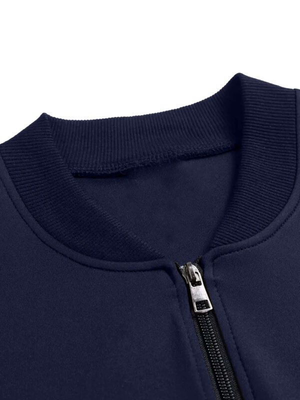 Men's Slim-Fit Casablanca-Inspired Printed Zip-Up Jacket - Black Stand Collar Casual Coat with Ribbed Cuffs & Hem, Machine Washable Polyester for Autumn/Winter, Versatile Streetwear Outerwear, Casual Attire, Sleek Design, Durable Fabric, Street Style - Image 8