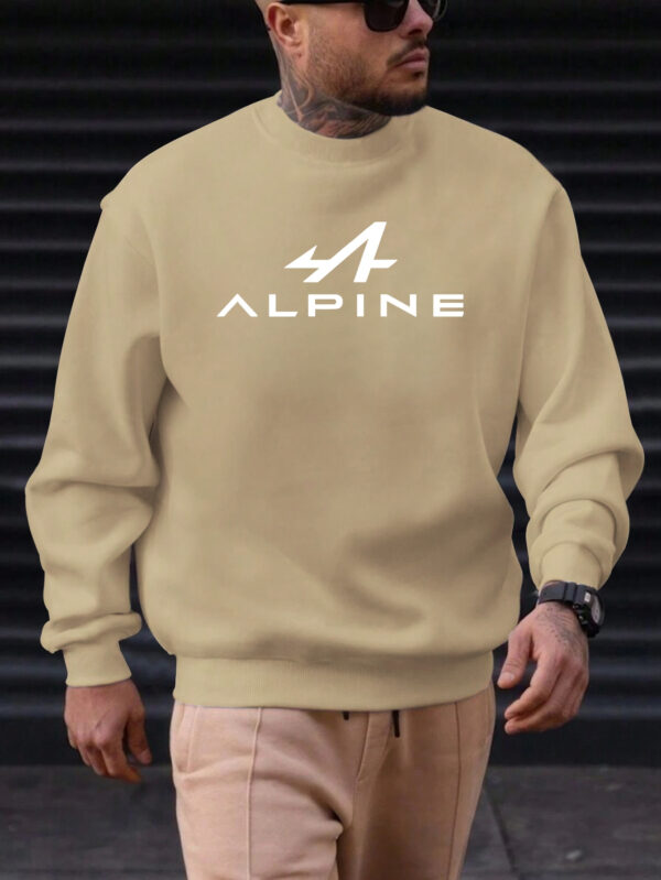 Men'S Alpine Graphic Casual Crew Neck Sweatshirt, 100% Polyester Knit Fabric, Regular Fit, Slight Stretch, Solid Color, 250g/m² - Comfortable and Stylish - Image 7