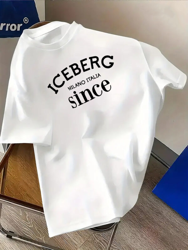 Men's casual fashion - letter printed T-shirt, round neck comfortable polyester fabric, fashionable streetwear suitable for daily wear, Men's clothing - Image 4