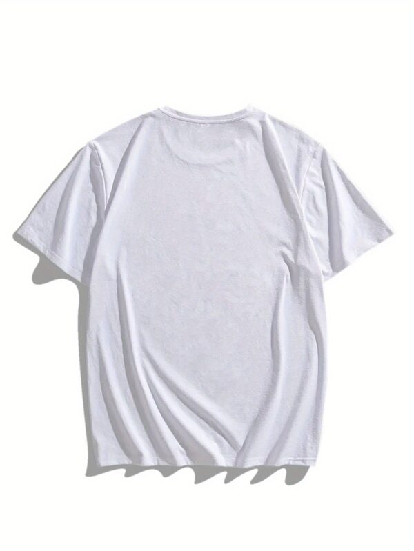 Men'S Casual Crew Neck T-Shirt with Geometric Richmond Print, 100% Polyester Knit Fabric, Slight Stretch, Regular Fit, Summer Short Sleeve Tee - 150gsm - Image 10
