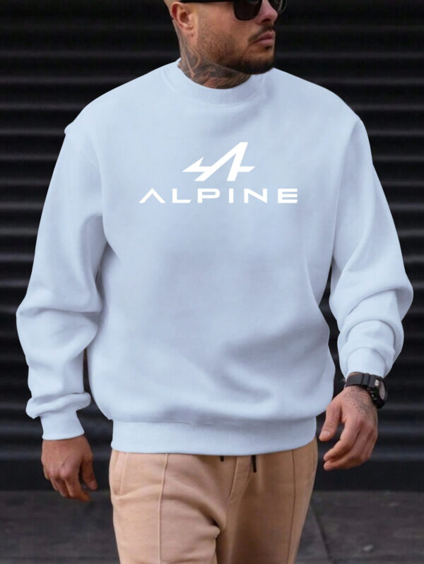 Men'S Alpine Graphic Casual Crew Neck Sweatshirt, 100% Polyester Knit Fabric, Regular Fit, Slight Stretch, Solid Color, 250g/m² - Comfortable and Stylish - Image 9