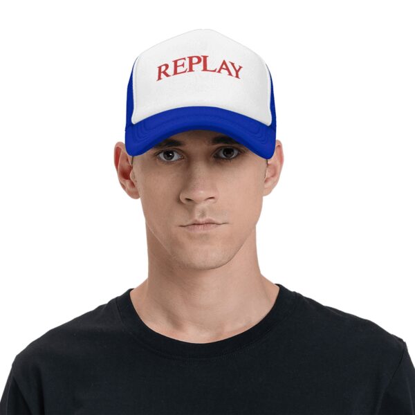 REPLAY Mesh Baseball Cap for Men & Women - Adjustable Lightweight Breathable Sport Hat with PVC Coating, White & Black Design for Camping, Outdoor Activities, Halloween, Thanksgiving, Father’s Day Gifts, Baseball Hat, Casual Headwear, Casual Style, Durable Headgear - Image 13