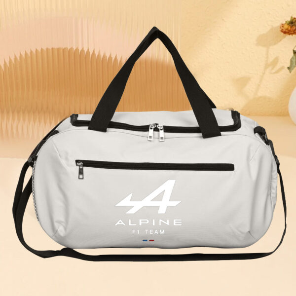 1pc Alpine Racing Duffel Bag with Bull Head Logo - Large Capacity Foldable Gym & Travel Bag for Yoga, Training, and Sports Equipment, White Oxford Fabric, Hand Wash Only, Sports Gear Bag, Modern Sports Bag, Durable Zipper Closure - Image 6