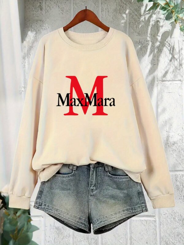 Women'S Max Mara Print Sweatshirt - Cozy Long Sleeve Crewneck Pullover, Casual All-Season Wear, Soft Fabric, Perfect for Casual Attire, Comfortable Clothing | Casual Style | Soft Texture