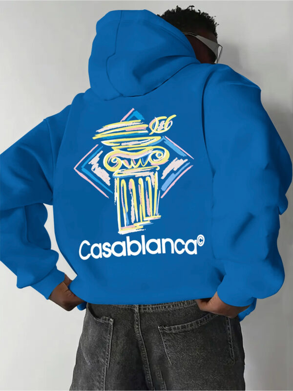 Colorful striped fashionable print, comfortable and stylish hoodie pullover for men, fashionable long-sleeved sportswear with drawstring and kangaroo pocket sweatshirt. It is the best choice for autumn and winter. - Image 5