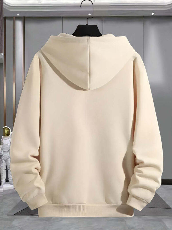 Men's Casual Streetwear Hoodie with LA MARRINA Graphic Print, Kangaroo Pocket & 100% Polyester - Beige Autumn/Winter Pullover, Machine Washable Regular Fit - Image 7