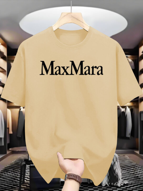 Men's Casual Summer Graphic T-Shirt - Navy Blue Round Neck Short Sleeve Tee with "MAX MARA" Print, Machine Washable, Versatile Fashion Top for Casual Attire, Casual Summer Wear | Trendy Casualwear | Durable Casual Shirt - Image 7