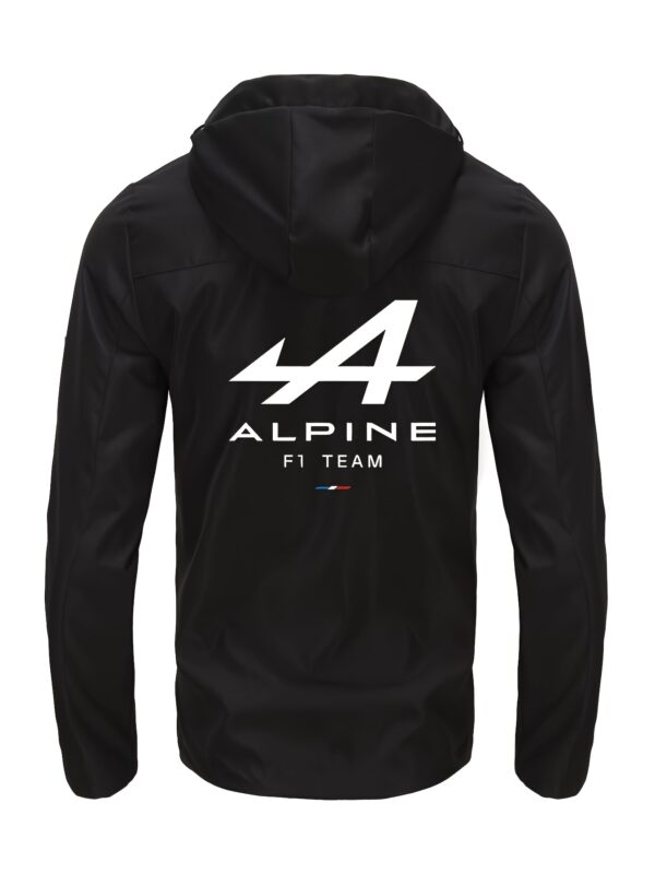Men's Lightweight Polyester Hooded Jacket for Spring & Autumn, Casual Outdoor Sports Motorcycle Jacket with Zippered Pockets, Adjustable Drawstring Hood, and Stylish Lettering Design, Spring Autumn Gear | Zippered Jacket | Sleek Surface Finish - Image 5