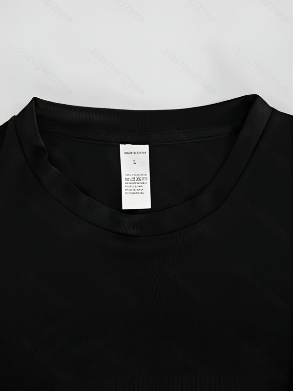 Men's Black Crew Neck T-Shirt - Harrods Print, Breathable & Quick-Dry Casual Summer Tee, Comfortable Relaxed Fit, Machine Washable - Image 9