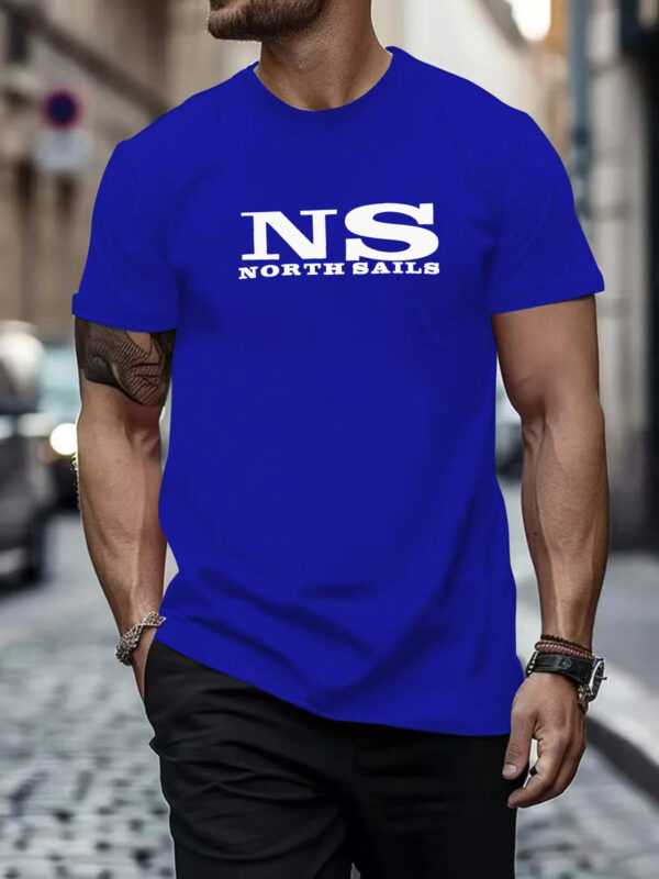 1pc Men'S North Sails Graphic T-Shirt - Breathable Polyester, Casual Crew Neck, Short Sleeve Summer Top with Bold Print Design, Perfect for Casual Attire or Sports, Everyday Tshirt | Trendy Casualwear | Comfortable Fi - Image 8