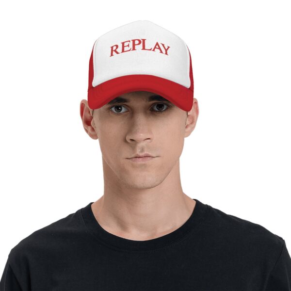 REPLAY Mesh Baseball Cap for Men & Women - Adjustable Lightweight Breathable Sport Hat with PVC Coating, White & Black Design for Camping, Outdoor Activities, Halloween, Thanksgiving, Father’s Day Gifts, Baseball Hat, Casual Headwear, Casual Style, Durable Headgear - Image 9