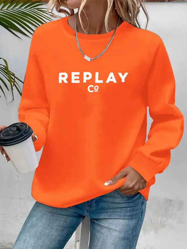 Y2K Women's Casual Long Sleeve Pullover Sweatshirt - Black with White Letter Print, Round Neck, Machine Washable, Autumn Winter Fashion Top, Cute Sweatshirts - Image 7