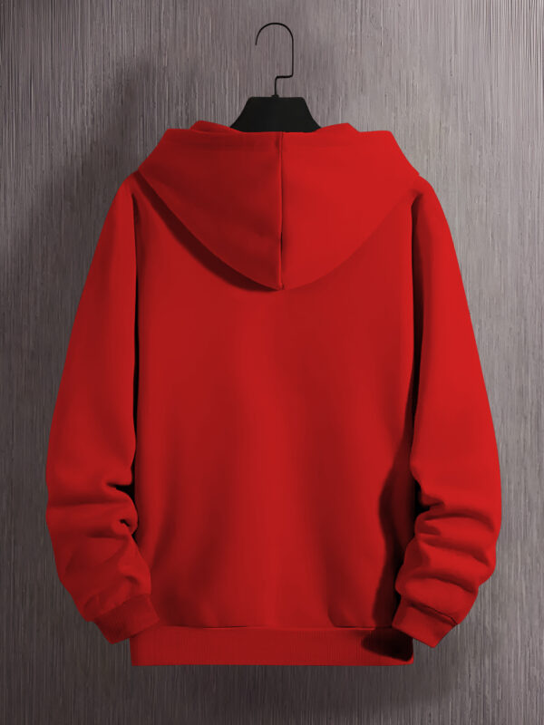 Men's Casual Hooded Sweatshirt - Rich Red Horseback Rider & L'MARTINA Graphic Print, Long Sleeve Pullover with Front Pocket, Machine Washable Autumn Winter Fashion - Image 7
