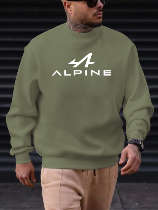 Men'S Alpine Graphic Casual Crew Neck Sweatshirt, 100% Polyester Knit Fabric, Regular Fit, Slight Stretch, Solid Color, 250g/m² - Comfortable and Stylish - Image 5