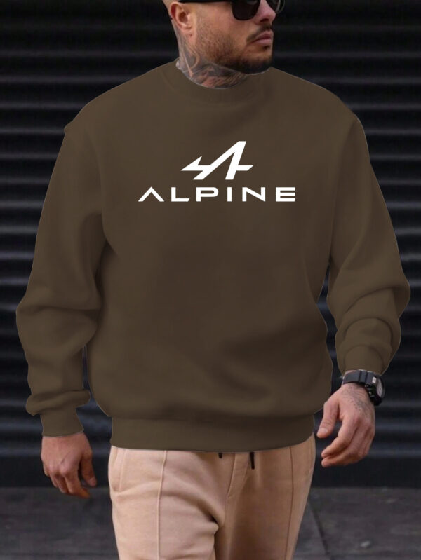 Men'S Alpine Graphic Casual Crew Neck Sweatshirt, 100% Polyester Knit Fabric, Regular Fit, Slight Stretch, Solid Color, 250g/m² - Comfortable and Stylish - Image 2