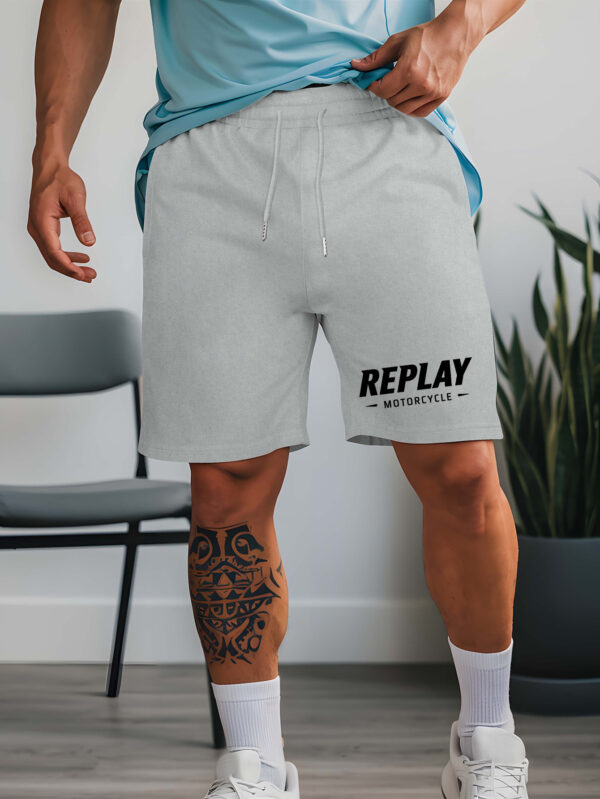 Replay Motorcycle Men's Summer Casual Shorts with Bold "REPLAY" Lettering - Elastic Waistband, Lightweight Breathable Fabric for Outdoor Sports, Beach Vacations & American Streetwear Style, Motorcycle Gear, Sporty Design - Image 7