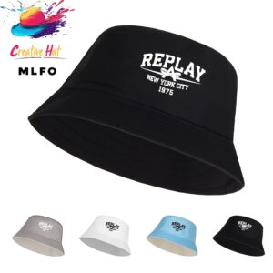 Adjustable Vintage Bucket Hat with REPLAY Print - New York City 1975 Design, Lightweight & Breathable, Unisex Outdoor Sun Cap for Casual Wear, Sports, Father'S Day Gift, Classic Style, Comfortable Fit