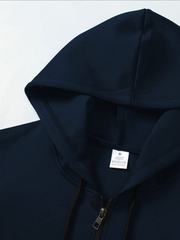 Men'S Navy Blue "ICEBERG MILANO ITALIA since" Hooded Sweatshirt - Casual Style with Zipper Closure, Polyester Lining, Pockets, Casual Wear|Hooded Jacket|Zippered Jacket - Image 9