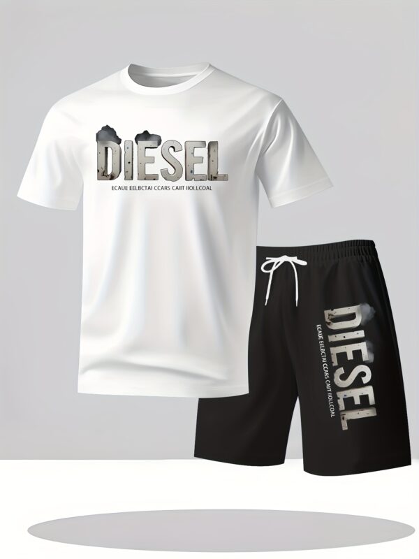 Diesel Graphic T-Shirt & Shorts Set - Breathable Polyester, Quick-Dry, Soft & Comfortable for Outdoor Sports, Beach, Travel, Parties - Casual Streetwear with Diesel Logo Design, Beach Attire | Diesel Logo Shirt | Quickdry Fabric, Sweat-Resistant - Image 10