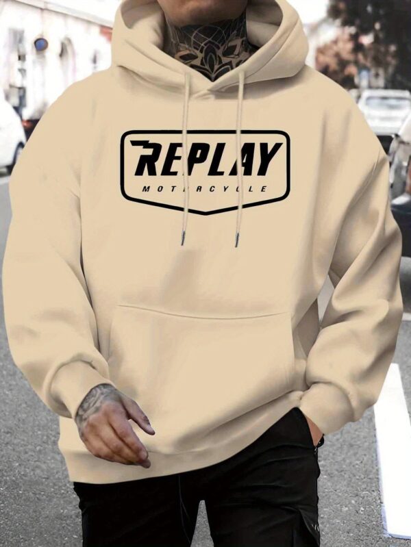 Men's New Stylish Sporty Cell Print Hooded Sweatshirt - Long Sleeve Pullover with Drawstring Hood, Comfortable Polyester Fabric, Casual Fall/Winter Wear, Letter Pattern, Regular Fit, Everyday & Leisure Style