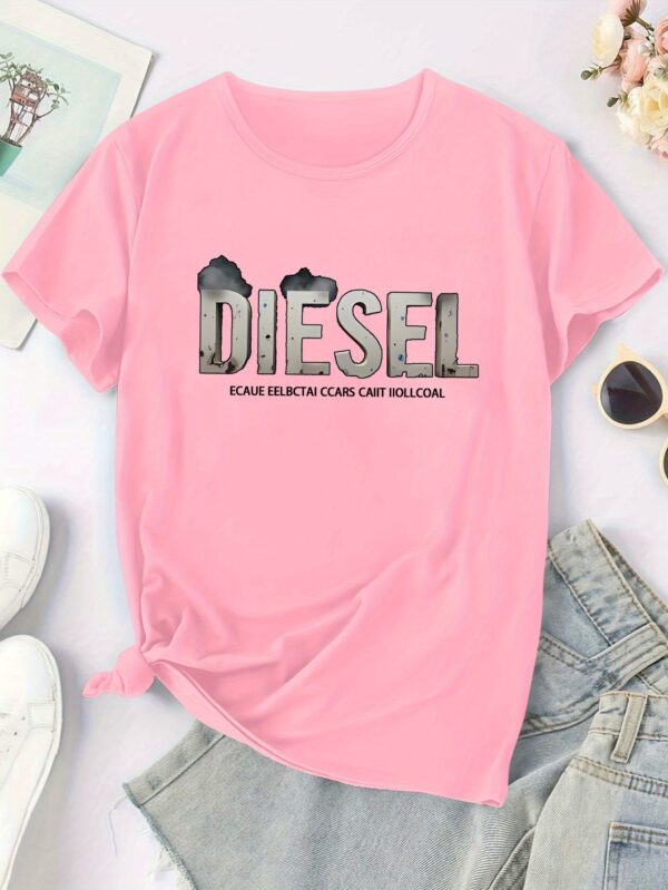 Women'S Diesel Graphic T-Shirt - Casual Crew Neck Short Sleeve Tee with Vintage Fuel Truck Print, Soft Polyester Blend, S-XXL Sizes Available, Diesel T Shirt - Image 8