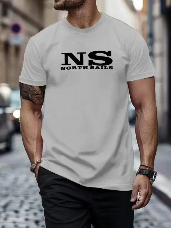1pc Men'S North Sails Graphic T-Shirt - Breathable Polyester, Casual Crew Neck, Short Sleeve Summer Top with Bold Print Design, Perfect for Casual Attire or Sports, Everyday Tshirt | Trendy Casualwear | Comfortable Fi - Image 6
