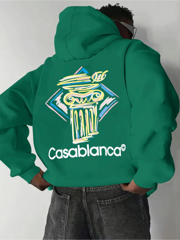 Colorful striped fashionable print, comfortable and stylish hoodie pullover for men, fashionable long-sleeved sportswear with drawstring and kangaroo pocket sweatshirt. It is the best choice for autumn and winter. - Image 4