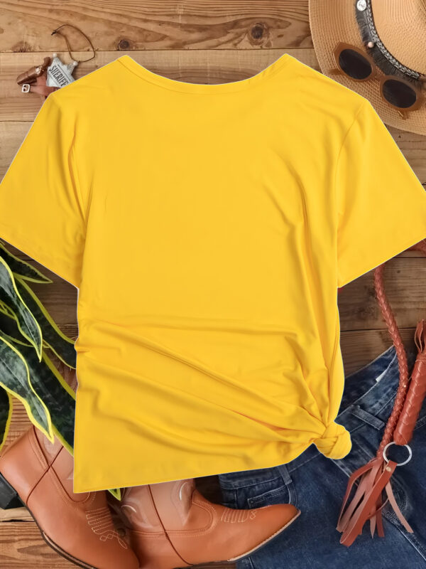 Women'S Elegant Crew Neck Polyester T-Shirt - Bright Yellow with Blue Diesel Graphic, Short Sleeve, Spring/Summer Casual Top for Diesel Enthusiasts, Casual Summer Top | Slogan Graphic Tee | Glossy Textur - Image 7