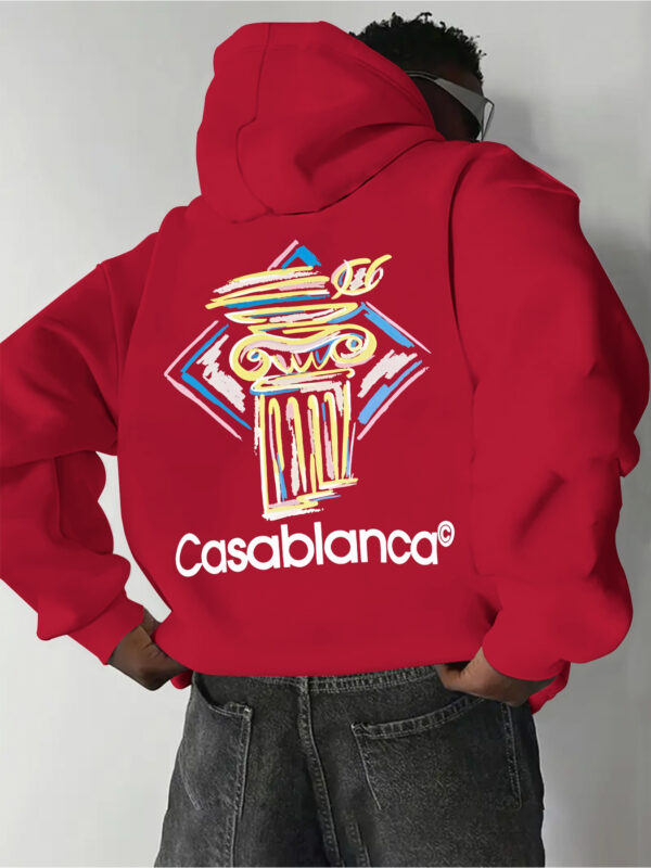 Colorful striped fashionable print, comfortable and stylish hoodie pullover for men, fashionable long-sleeved sportswear with drawstring and kangaroo pocket sweatshirt. It is the best choice for autumn and winter. - Image 3
