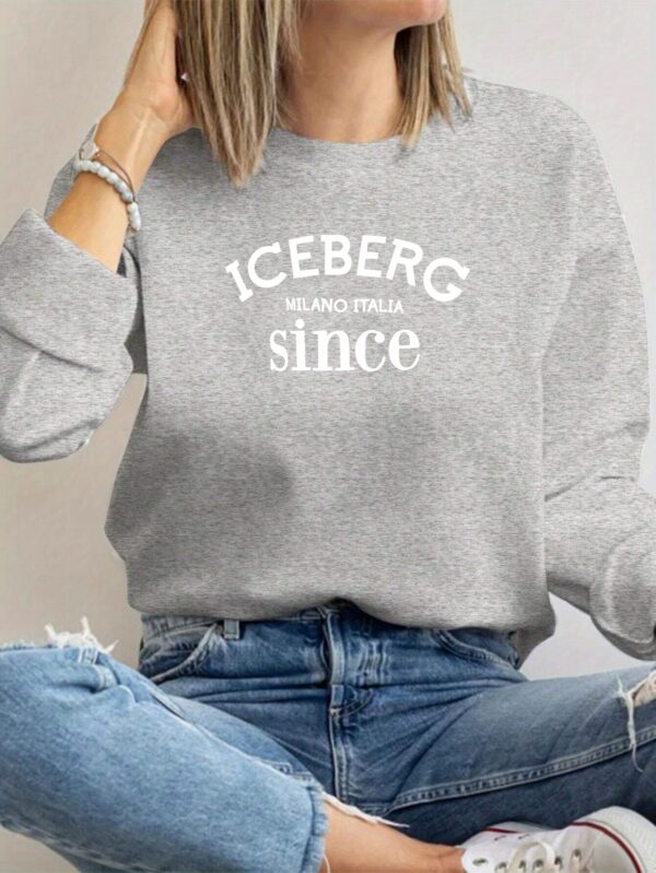 ICEBERG Milano Italy Since Casual Women'S Sweatshirt, Polyester 100% Crew Neck Long Sleeve Pullover, Solid Color Knit Fabric, 250g/m², Winter Fashion - Image 9