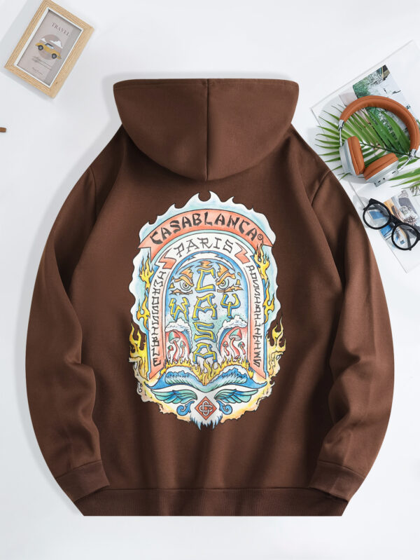 Men'S Casual "CASABLANCA PARIS" Graphic Hoodie with Kangaroo Pocket - Green, Drawstring, All-Season Pullover, Casual Wear Hoodie|Graphic Hoodie|Comfortable Fit, Essential Hoodie - Image 9